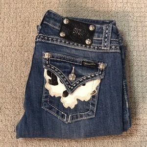 Cowgirl Chic Cowhide Pocket Miss Me Jeans